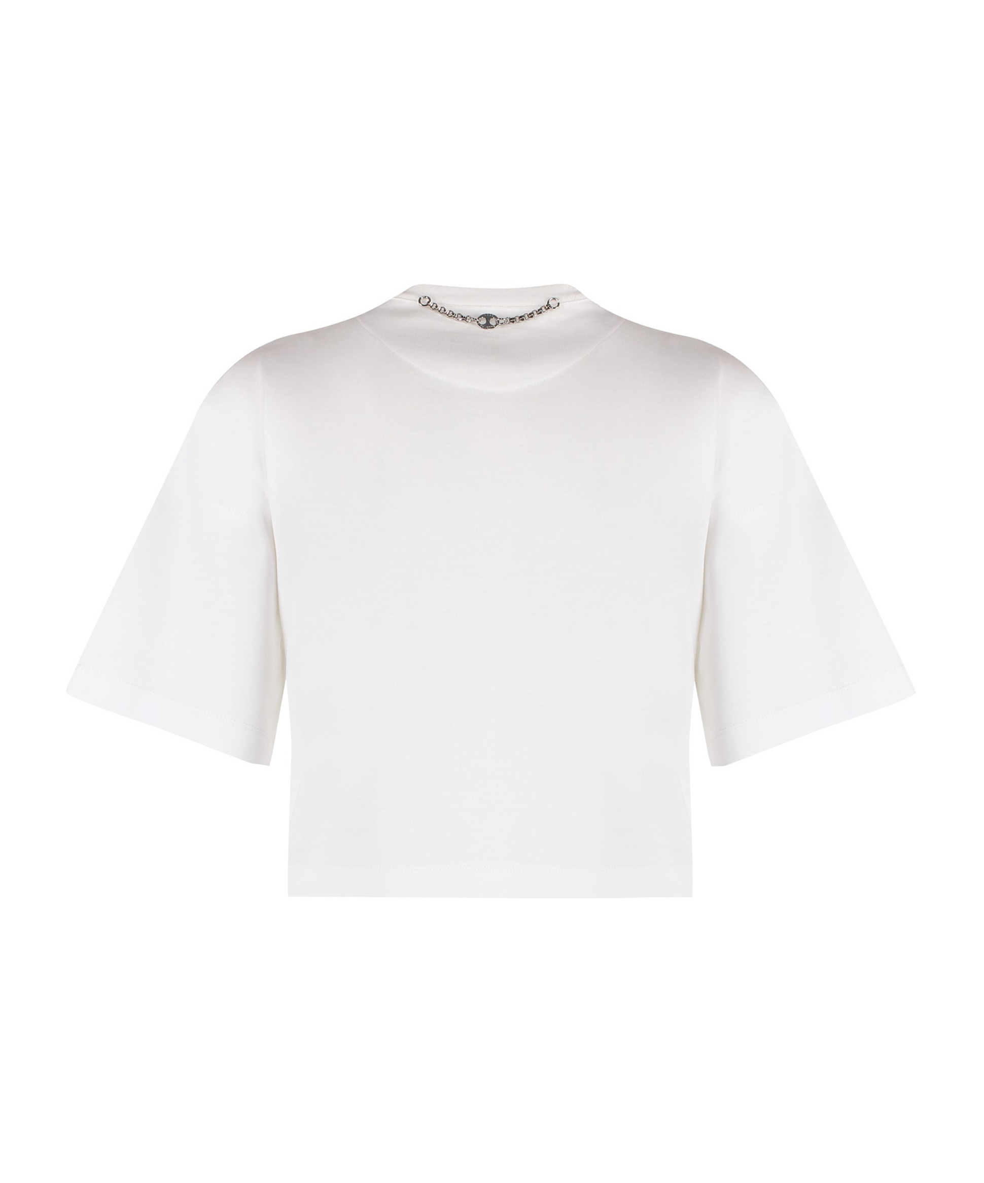 Rabanne Cropped Cotton-jersey And Chainmail T-shirt In Gray