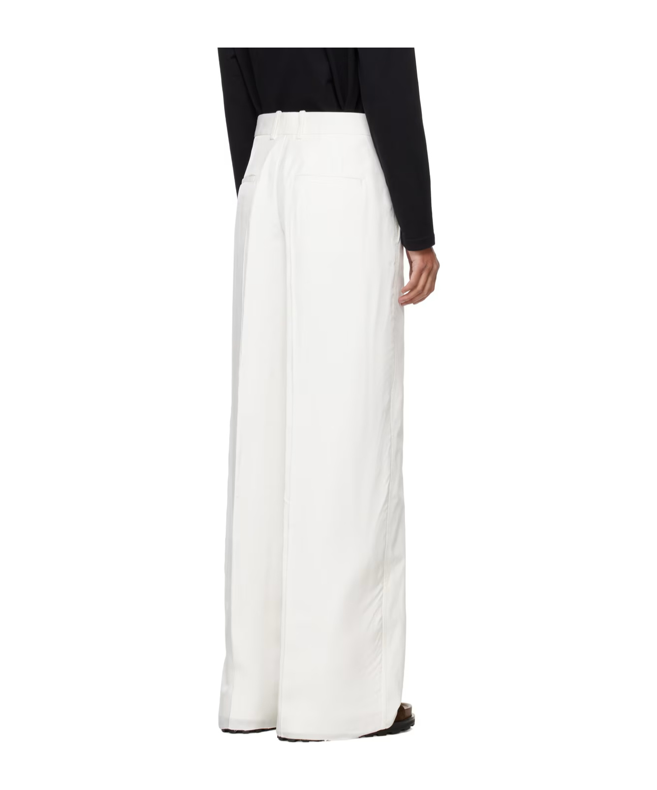 Jil Sander Laminated Belt Loop Casual Pants In White