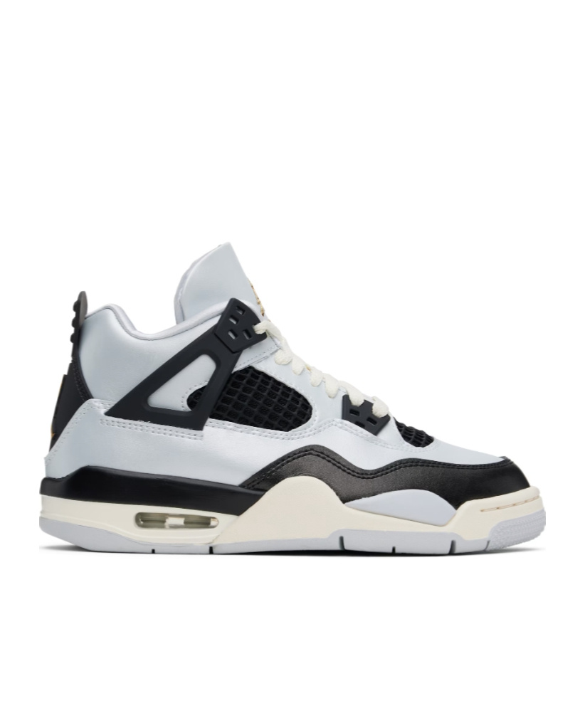 Nike Big Kids Silver & Black Air Jordan 4 Sneakers In Silver Black