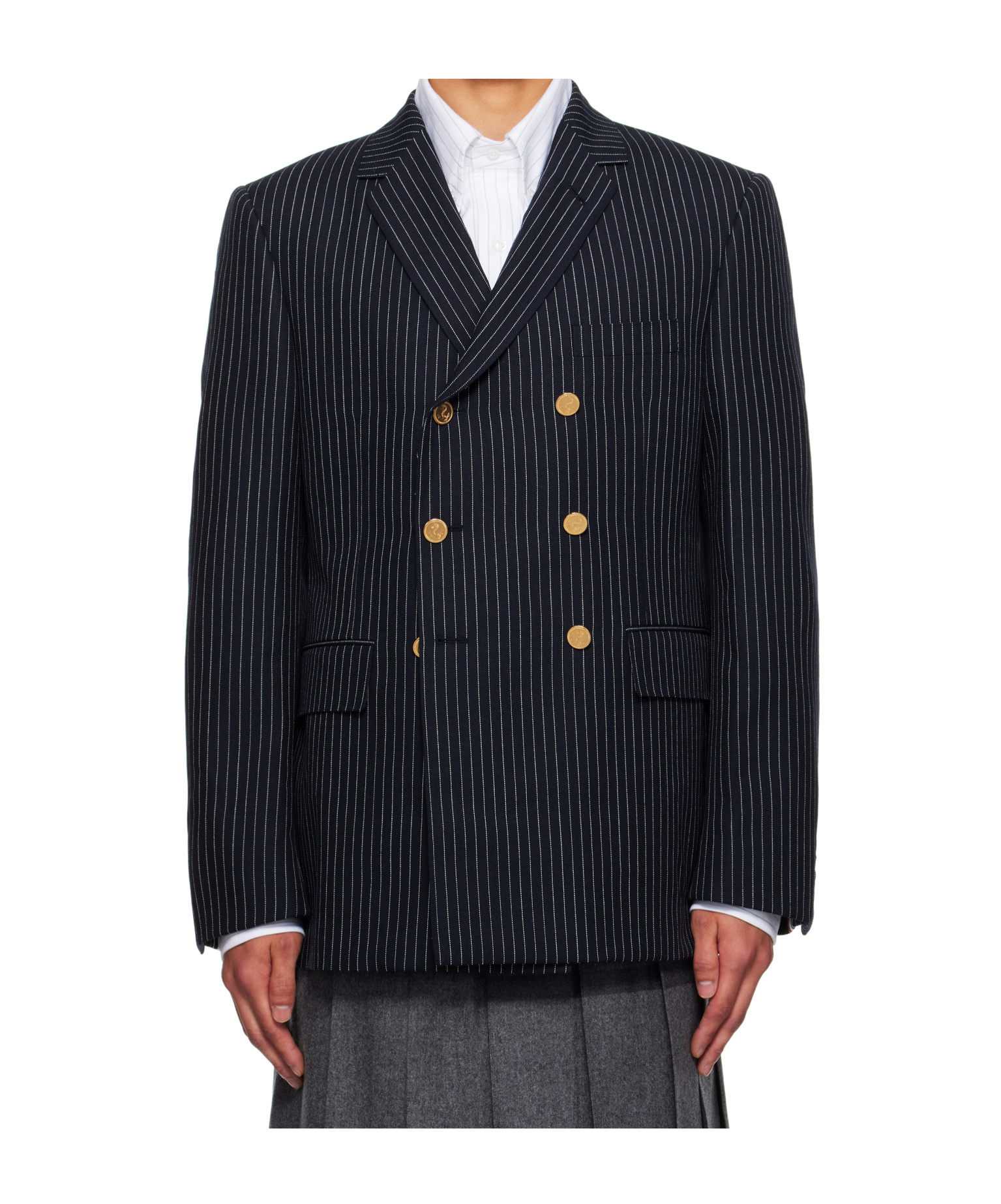 Thom Browne Pinstripe Wool Blazer In Black