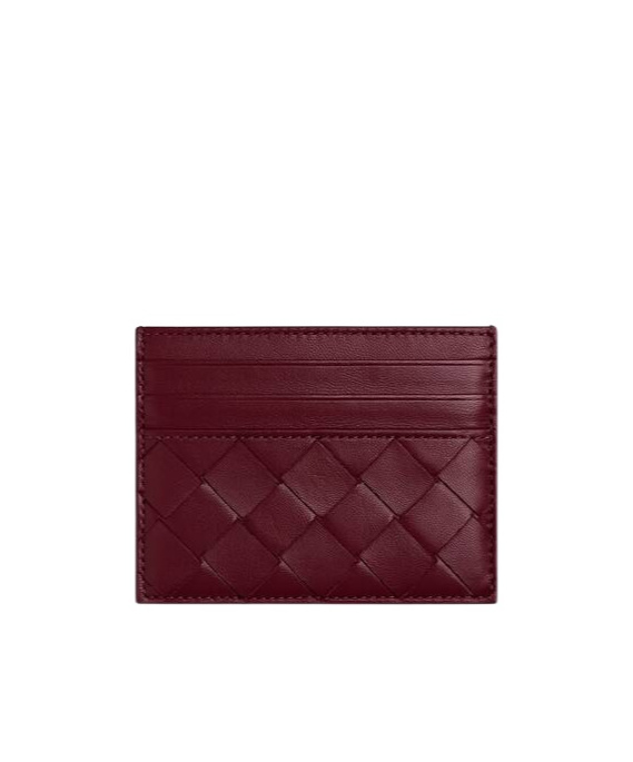 Bottega Veneta Womens Intrecciato Leather Card Holder Barolo-gold In Brown