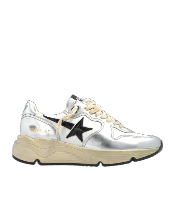 Golden Goose Metallic Leather Panelled Low Top Sneakers In White