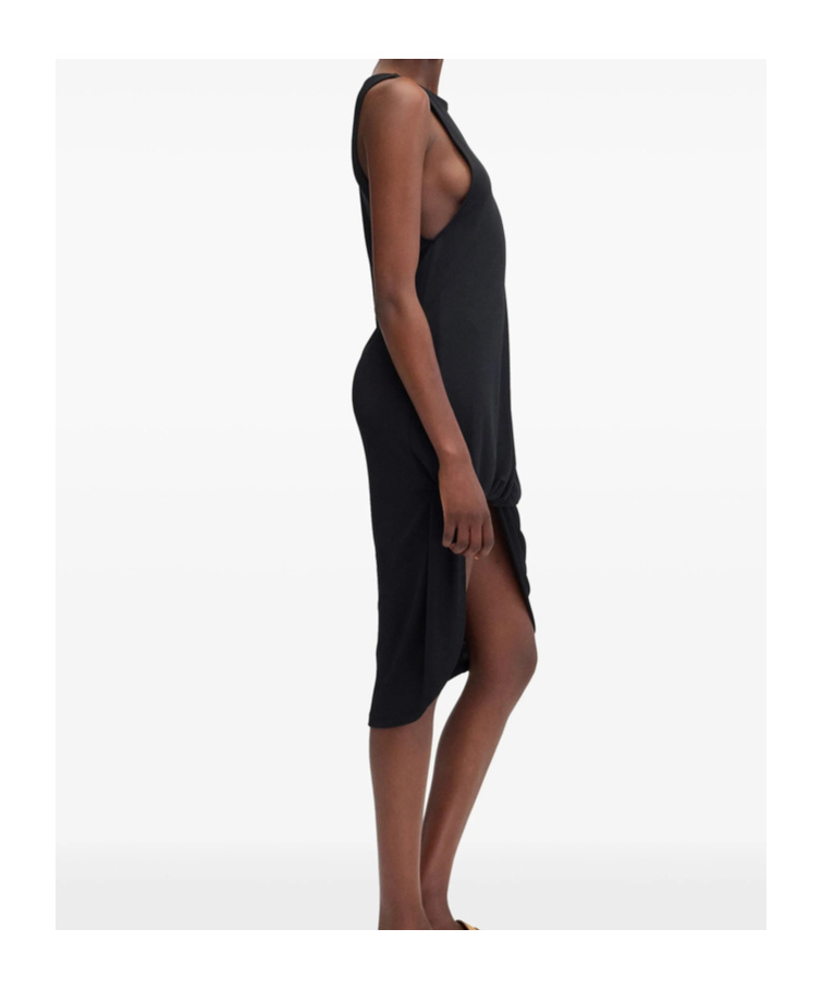 Jacquemus Draped Sleeveless Peplum Dress With Asymmetrical Hem In Black
