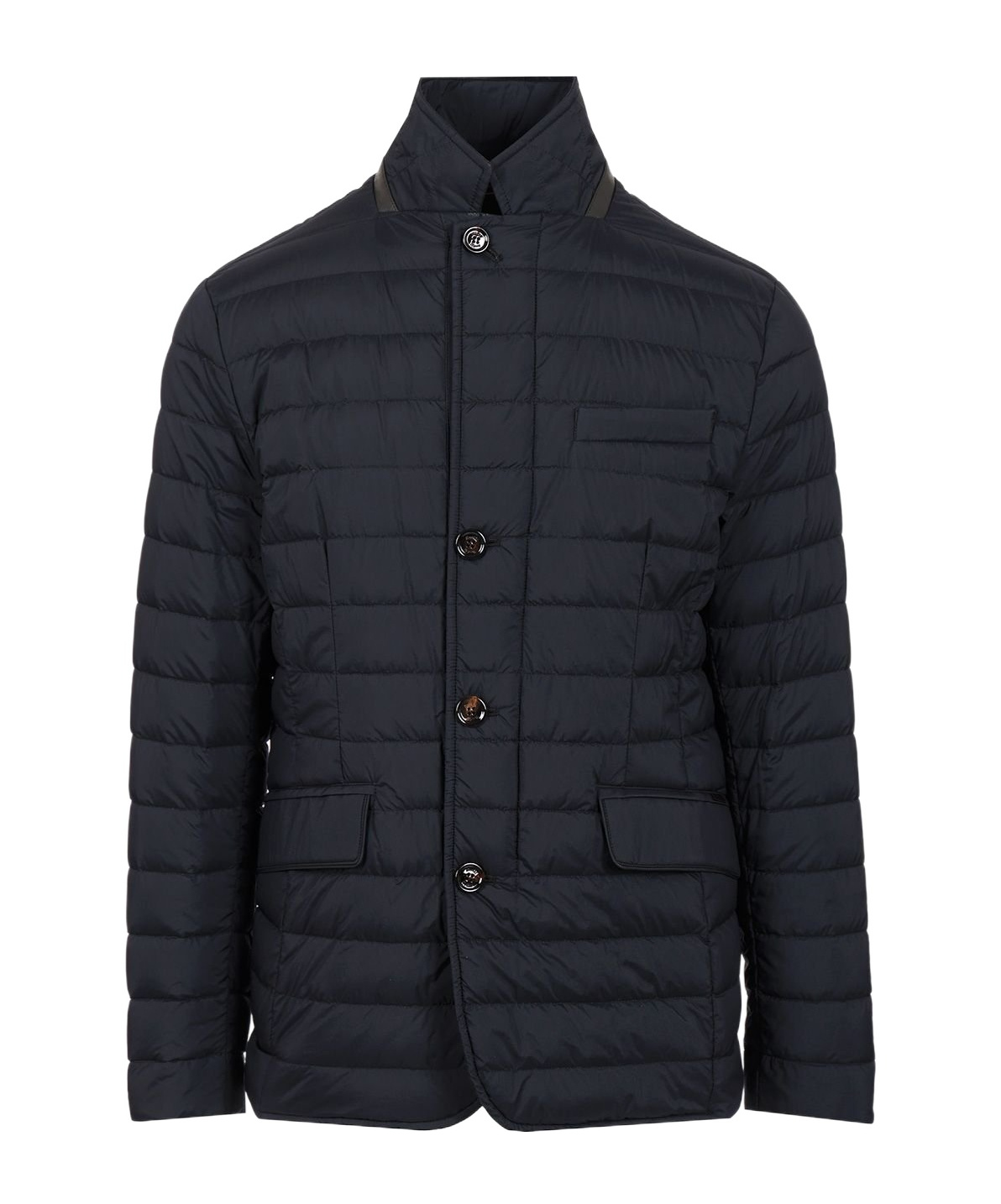 Moorer Long Sleeve Cotton Coat In Black