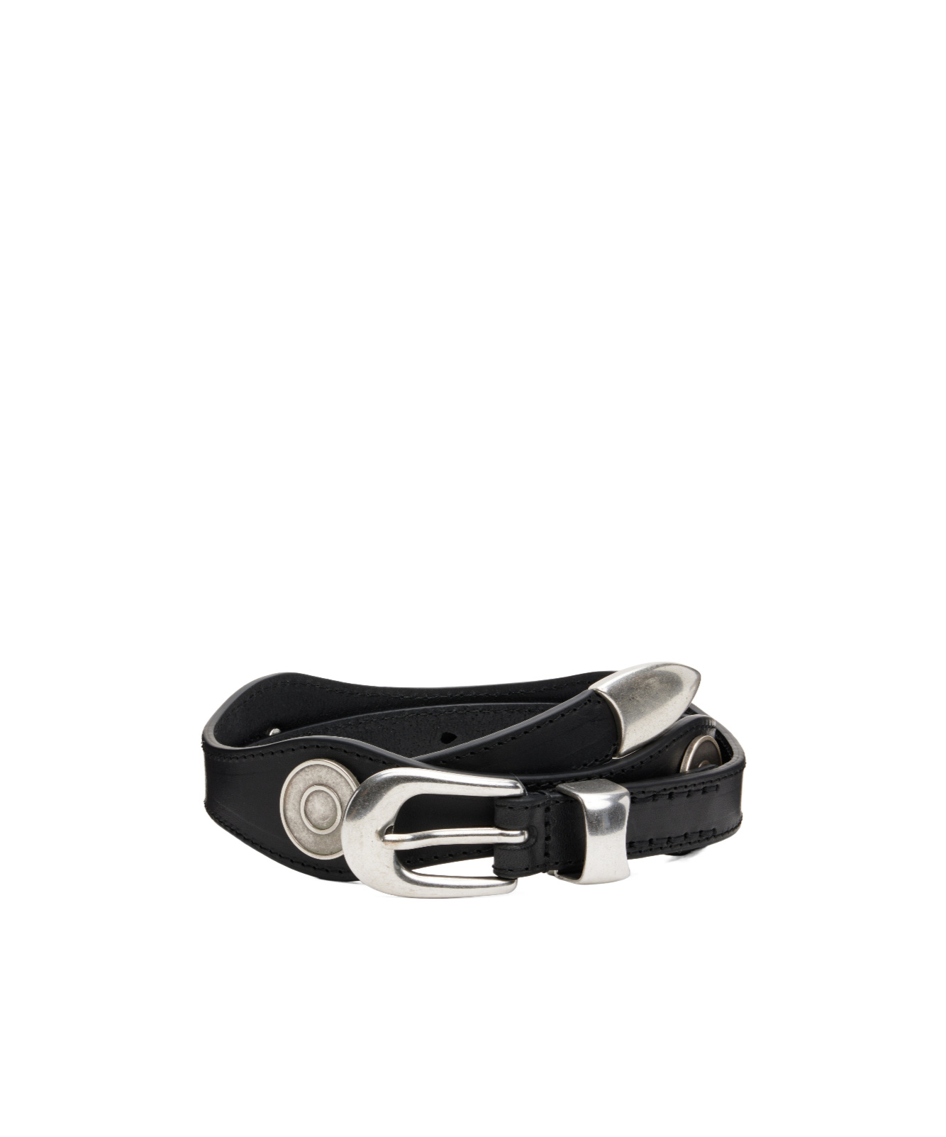 Our Legacy Wavy Leather Belt In Black