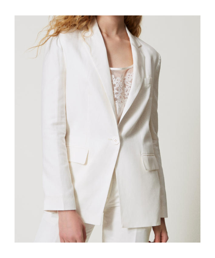 Shop Twinset Single-breasted Blazer In Snow