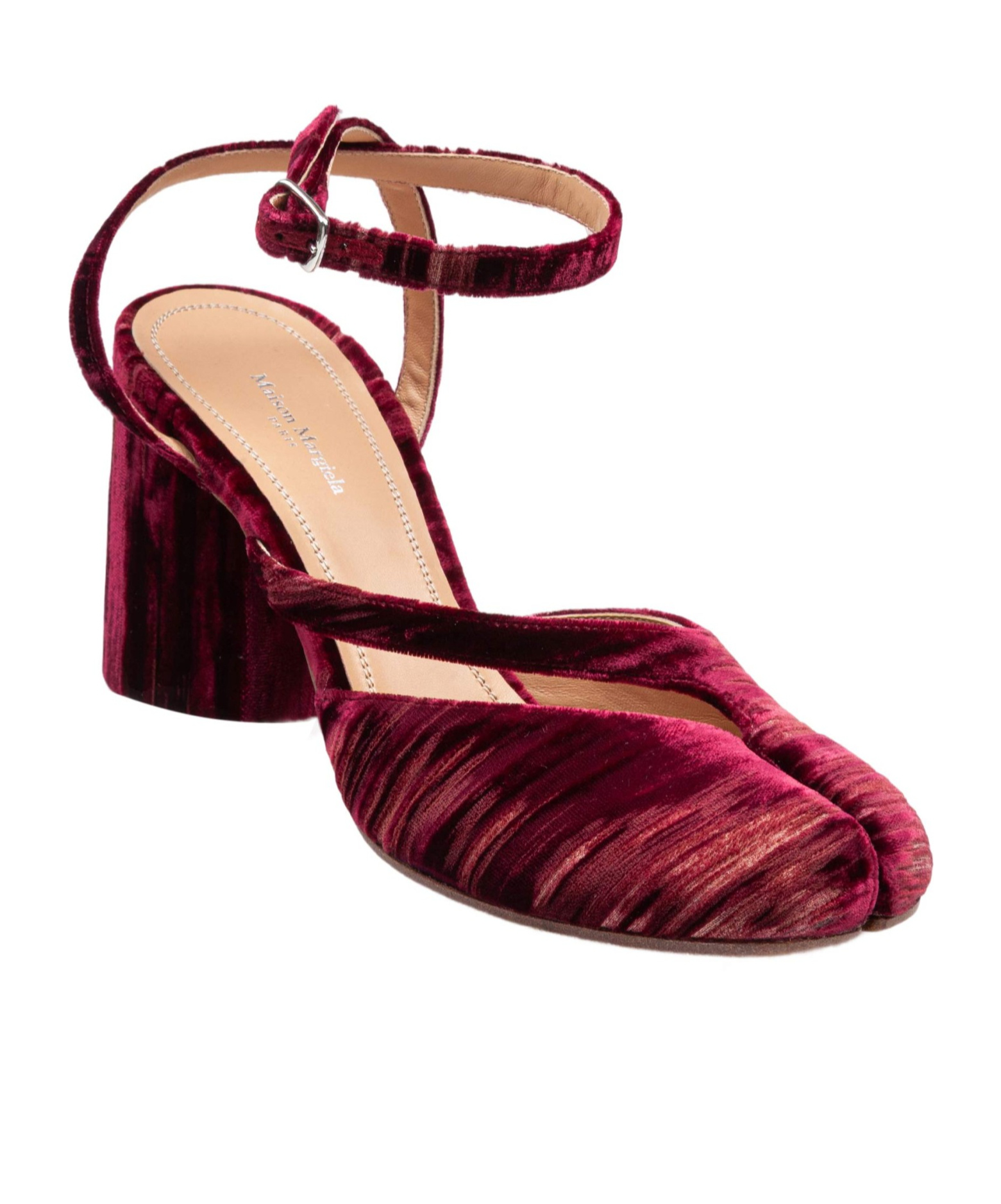 Maison Margiela Chenille Tabi Sandals With Asymmetrical Strap In Red