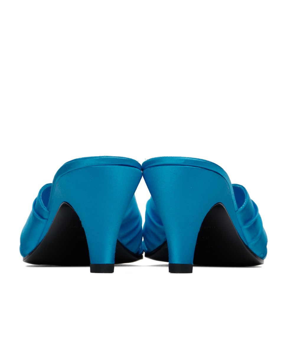 The Row Soft Knot 65 Satin Mules In Blue