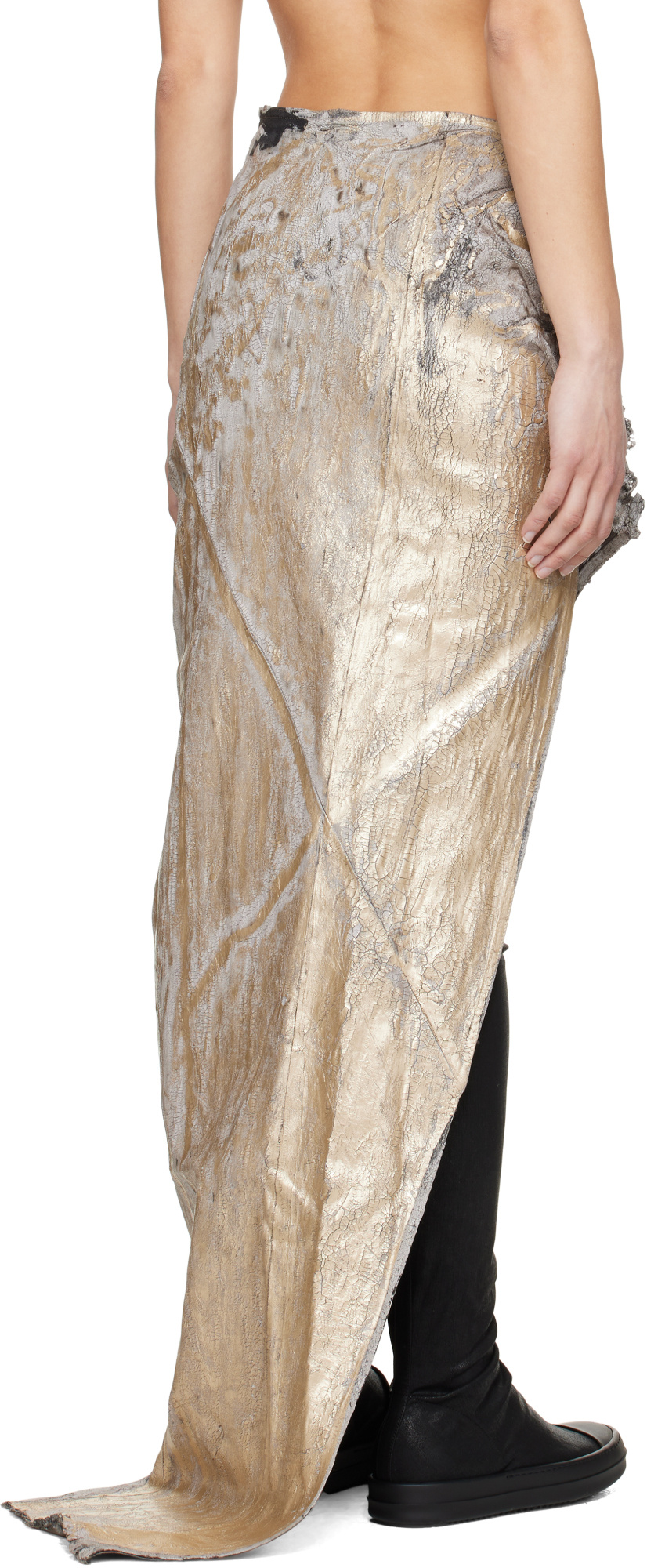 Rick Owens Drkshdw Gold Hollywood Soft Edfu Long Denim Maxi Skirt In Gray