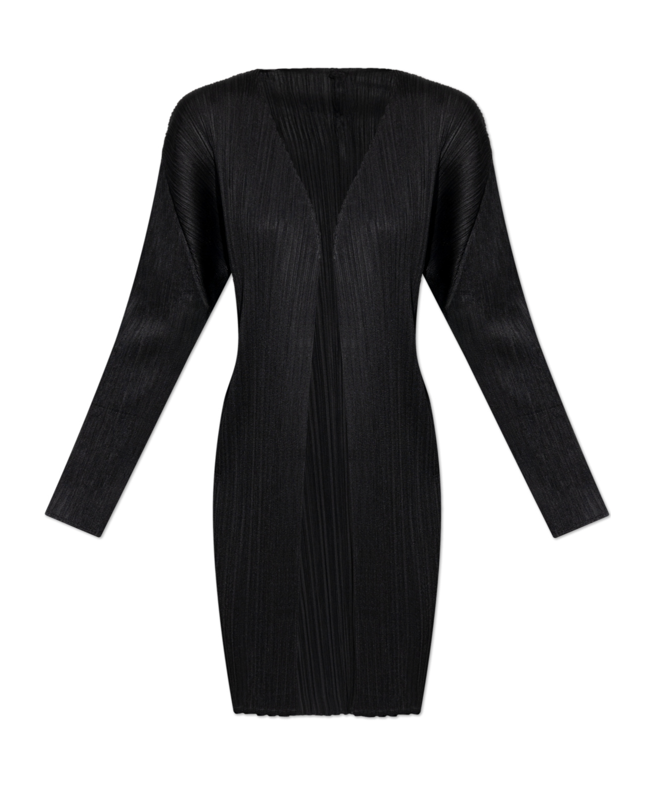 Issey Miyake Straight Hem Pleated Coat In Black
