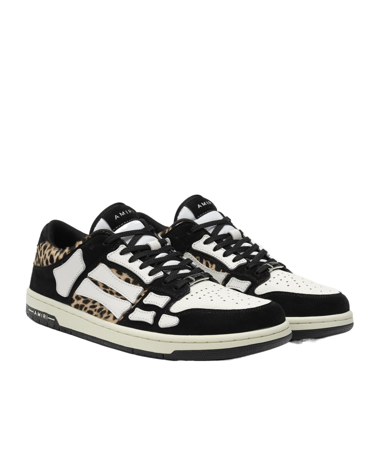 Shop Amiri Lace-up Leopard Print Low-cut Casual Shoes In Black