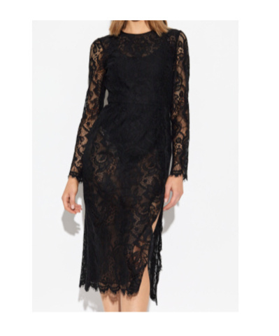 Dolce & Gabbana Lace Insert Midi Dress In Black