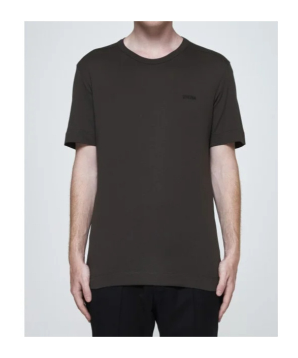 Zegna Cotton Crew Neck T-shirt With Side Slits In Black