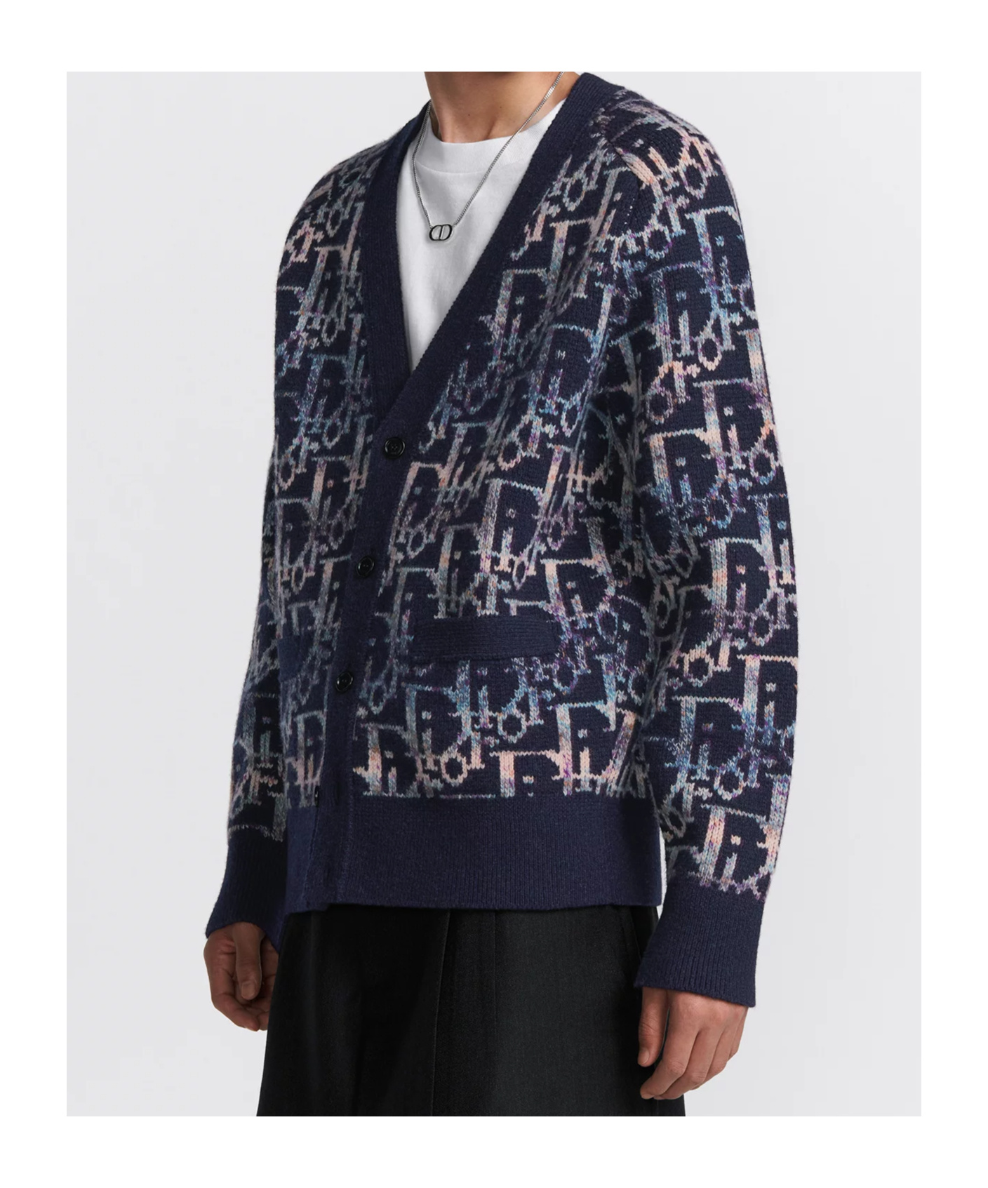 Dior Oblique Button Wool Knitted Cardigan In Black