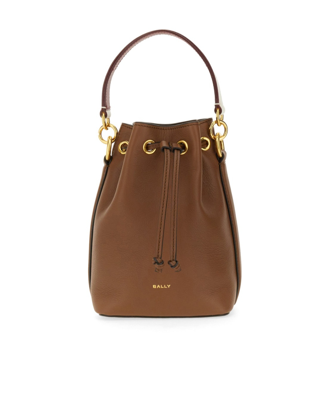 Bally Logo Printed Drawstring Bucket Bag In Brown