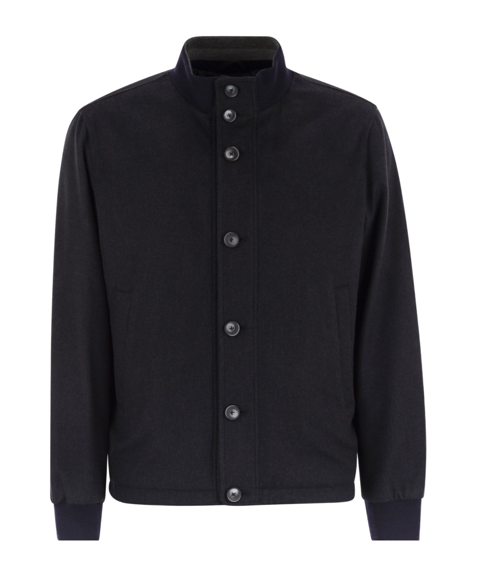 Herno Men Silk And Cashmere Bomber Jacket In Black