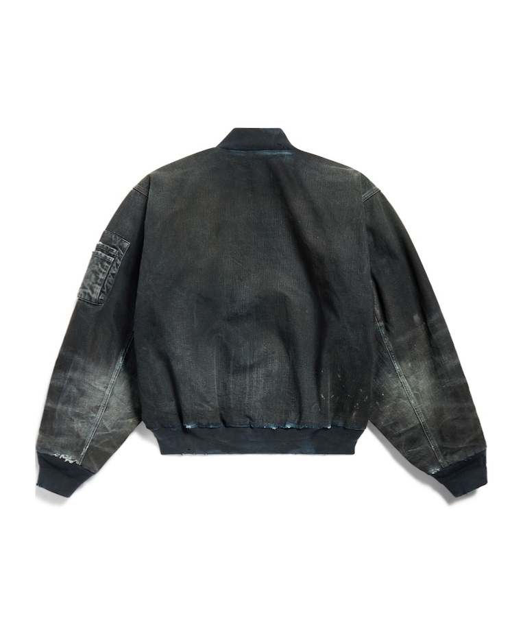 Balenciaga Long-sleeved Denim Coat In Black