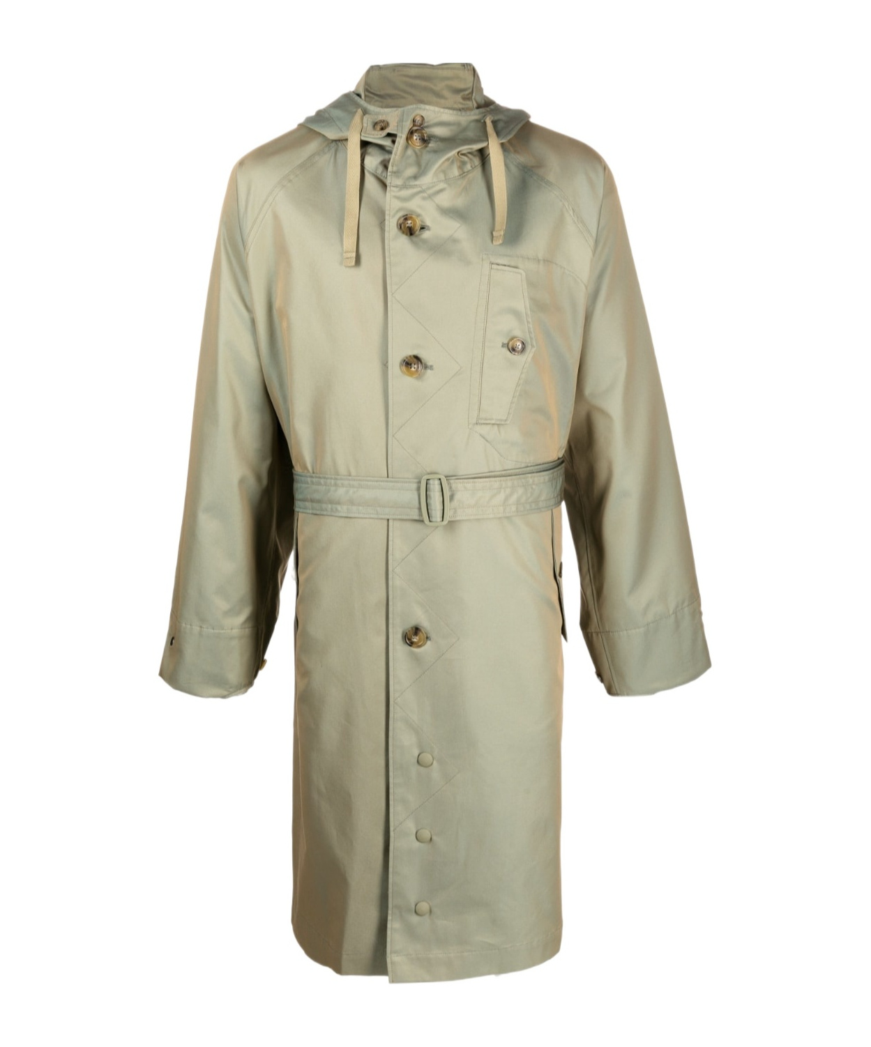 Baracuta Waist Belt Hooded Parka With Side Pockets In Green