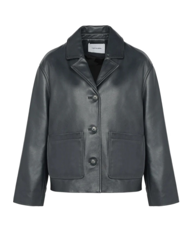 Yves Salomon Long-sleeved Leather Jacket In Black