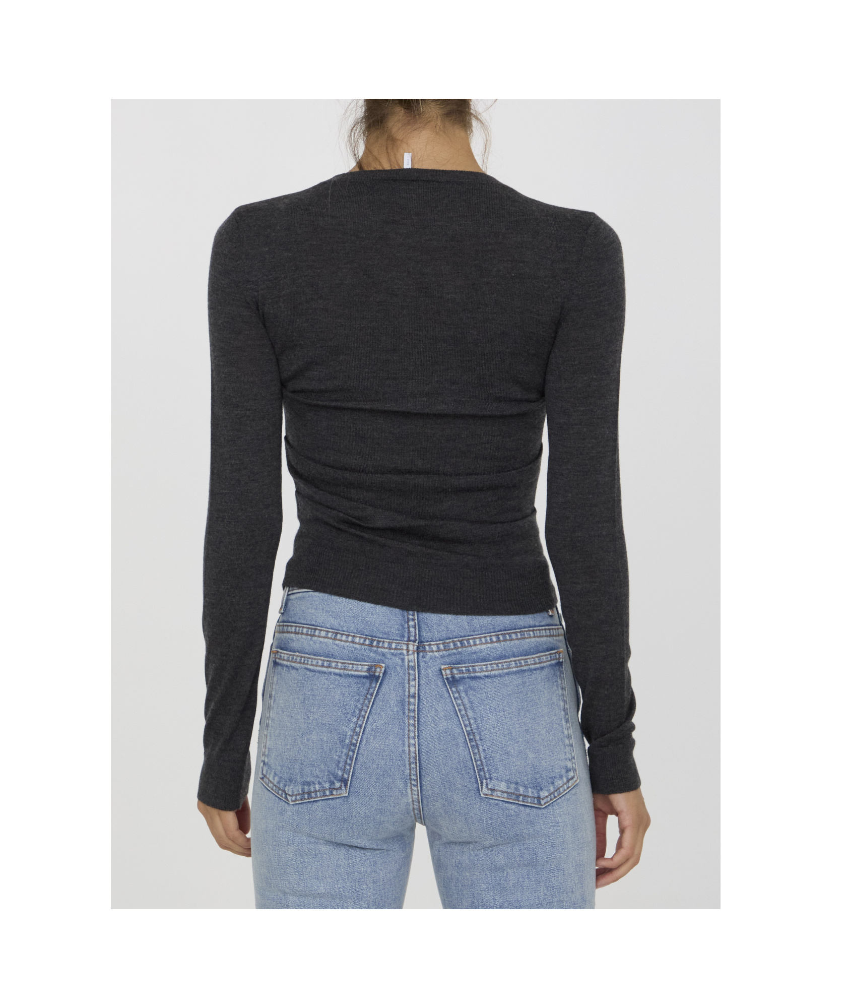 Loewe Draped Sweater In Cashmere And Silk In Black