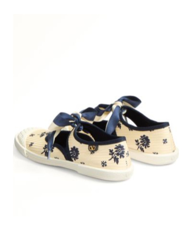 Valentino Bay By Bay Ballerina Rubber-trimmed Printed Silk-jacquard Sneakers In Nude