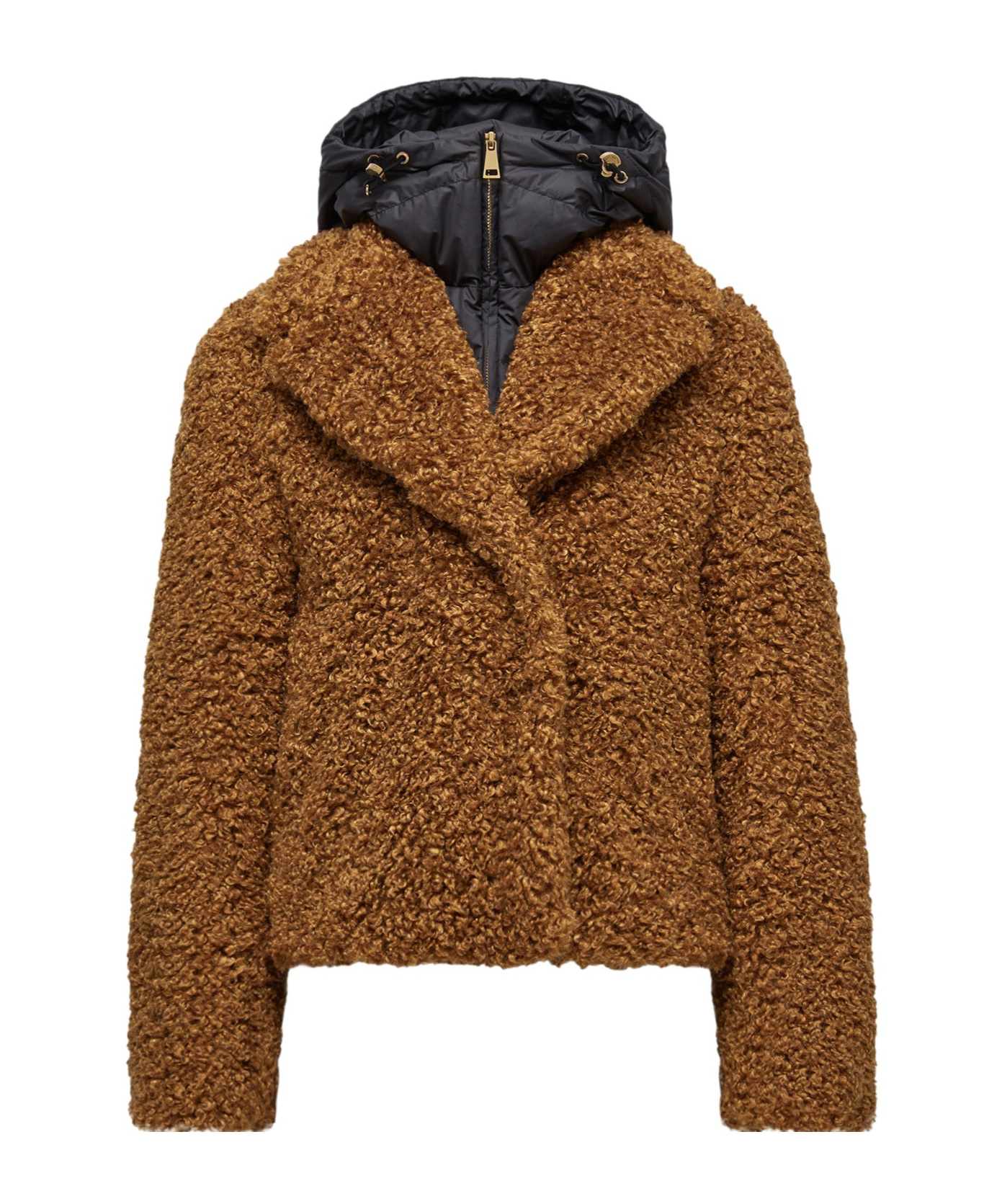 Moncler Barbot Hooded Short Padded Jacket In Brown