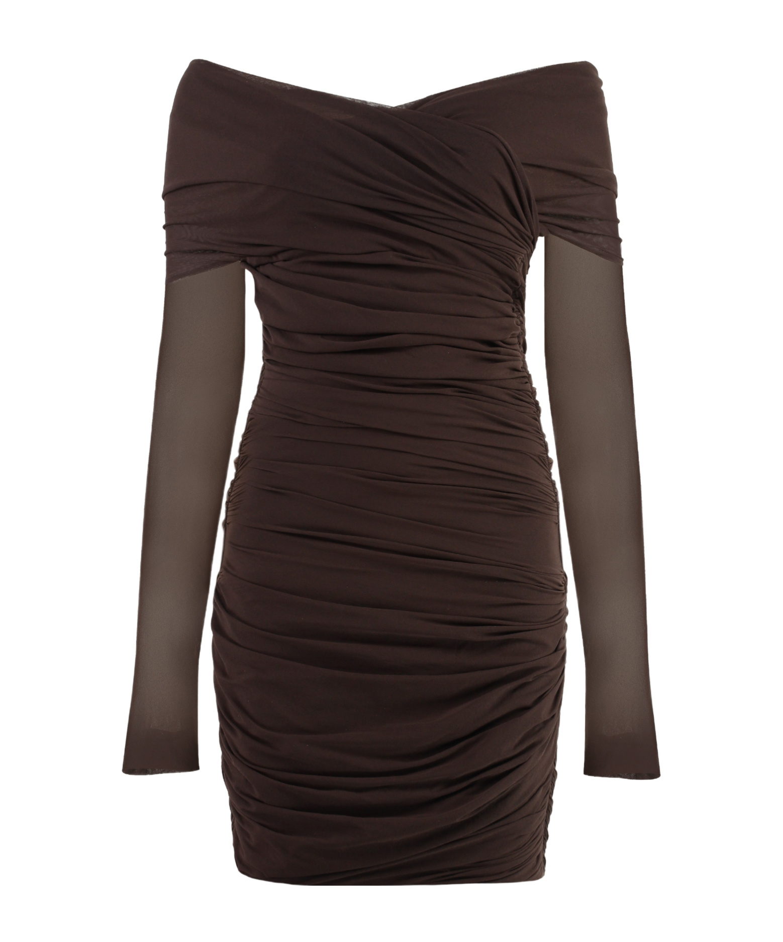 Philosophy Di Lorenzo Serafini Bardot Neck Draped Mesh Mini Dress