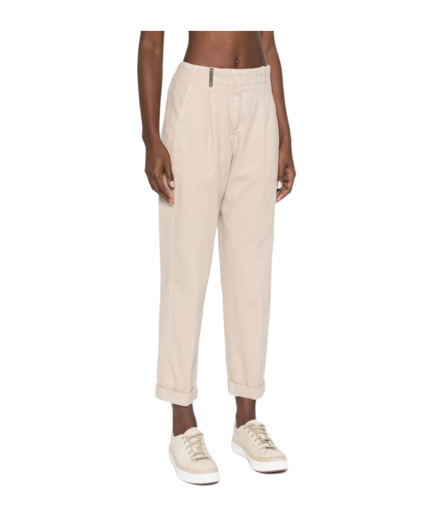 Peserico Bead-embellished Trousers In Neutral