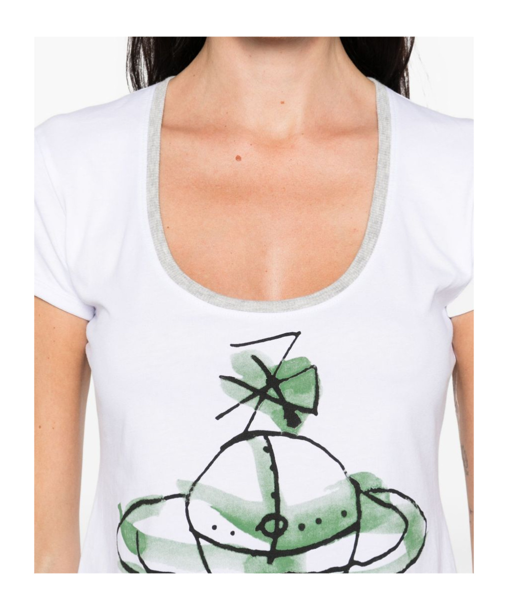 Vivienne Westwood Sleeves Round Neck Graphic Print In White