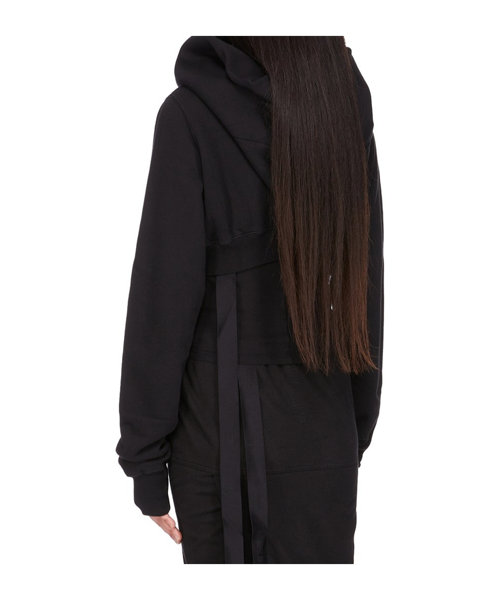 Rick Owens Drkshdw Mountain Crop Zip-front Hoodie In Black