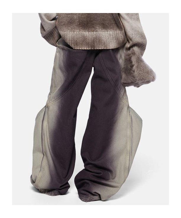 Attico Purple And White Long Pants In Black