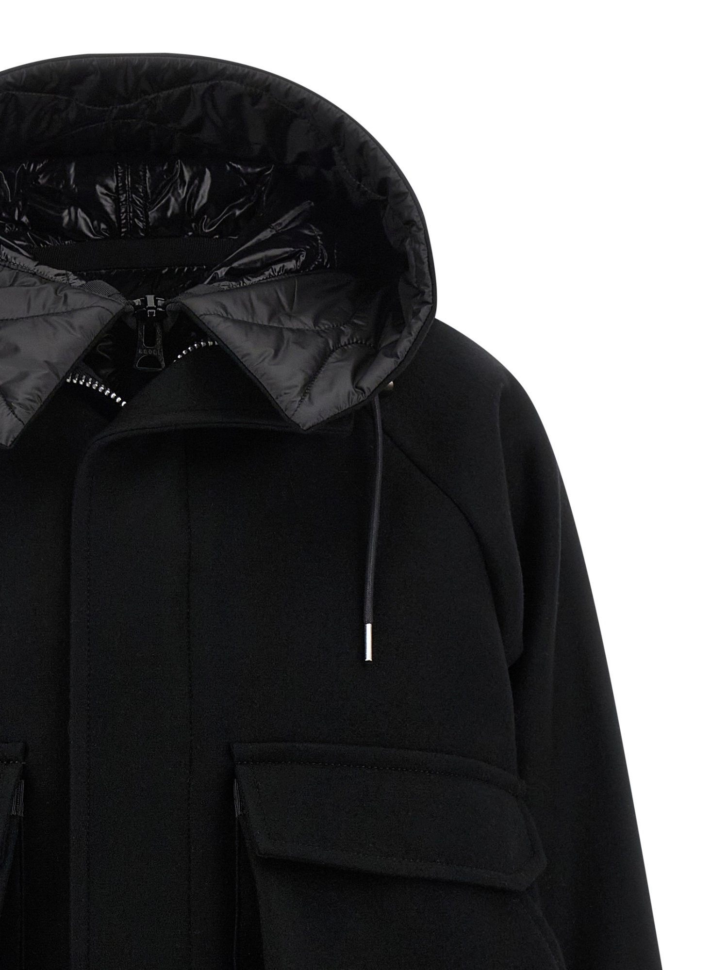 Sacai Wool Melton Blouson In Black