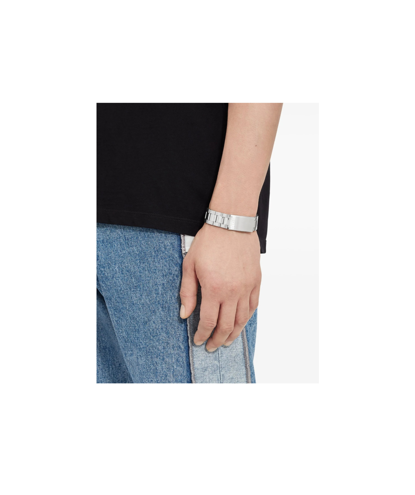 Mm6 Maison Margiela Numbered-plaque Bracelet In Silver