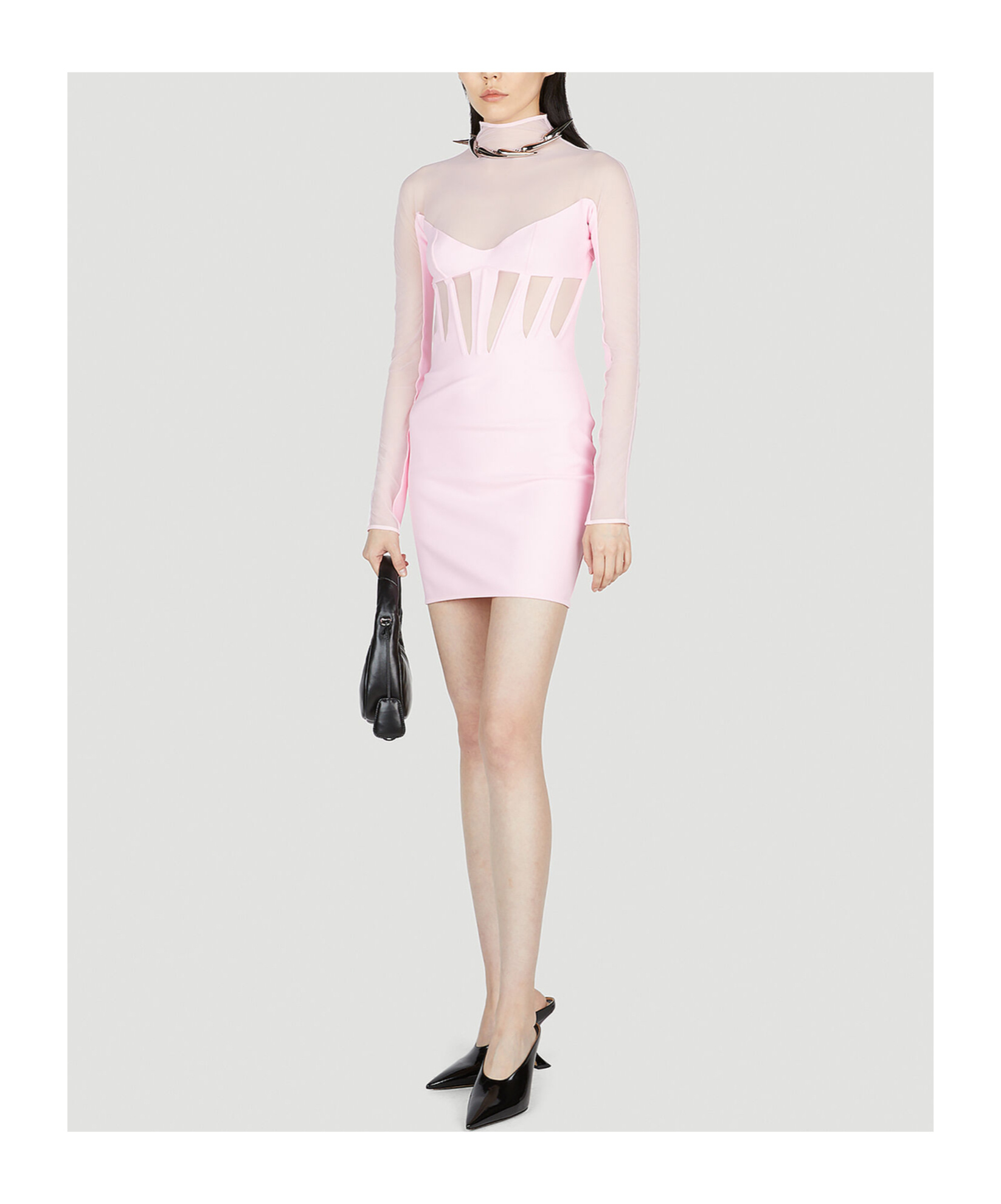 Mugler Sheer-panelled Corset Minidress In Nude