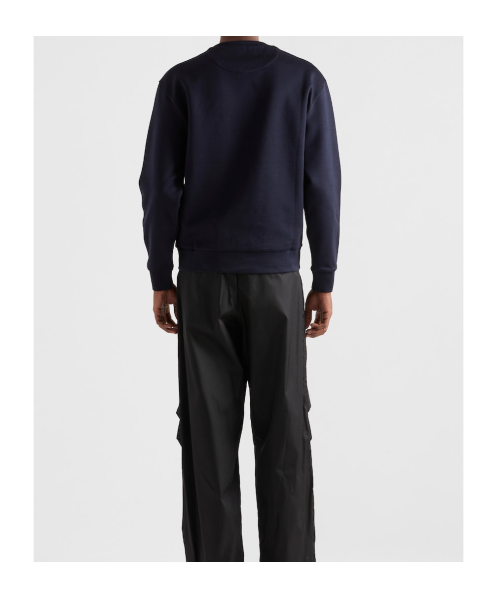 Prada Triangle-logo Crewneck Sweatshirt In Black
