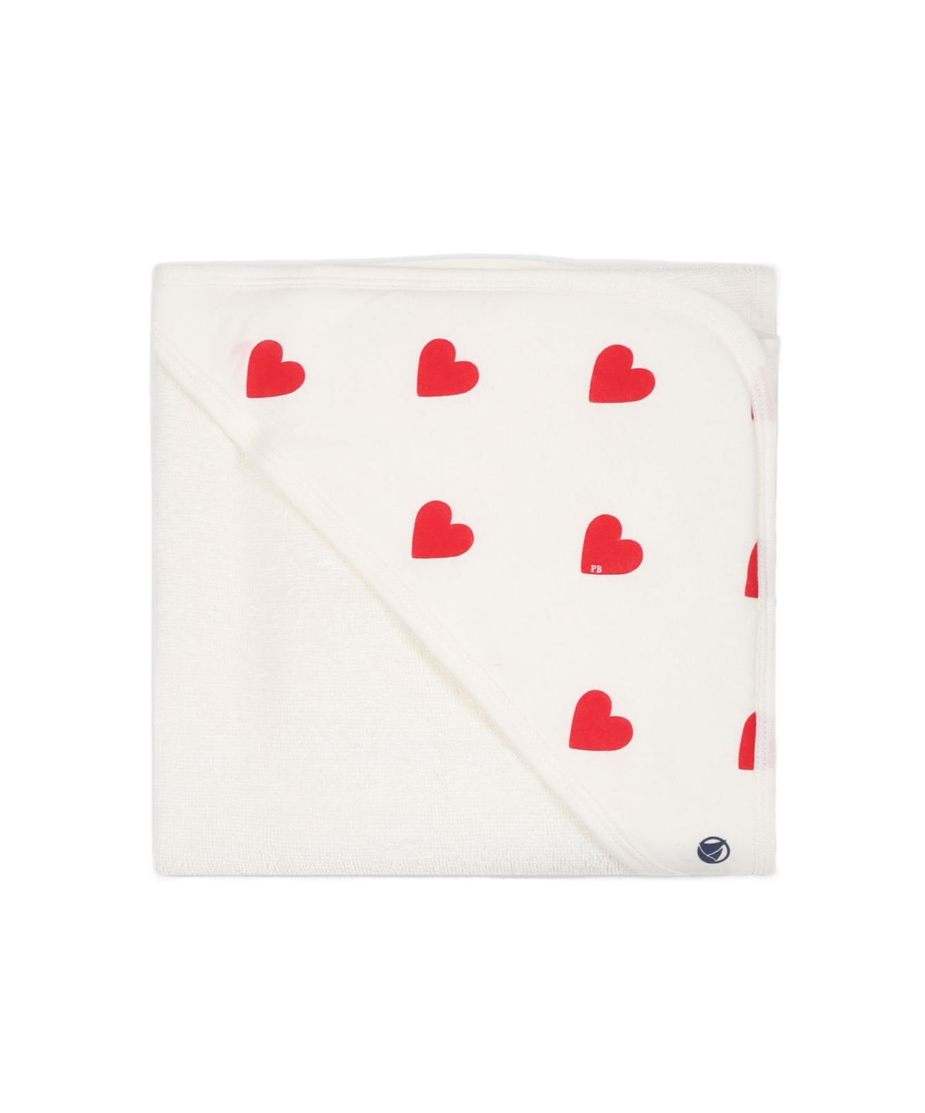 Petit Bateau Babies' Red Heart Bathrobe In White