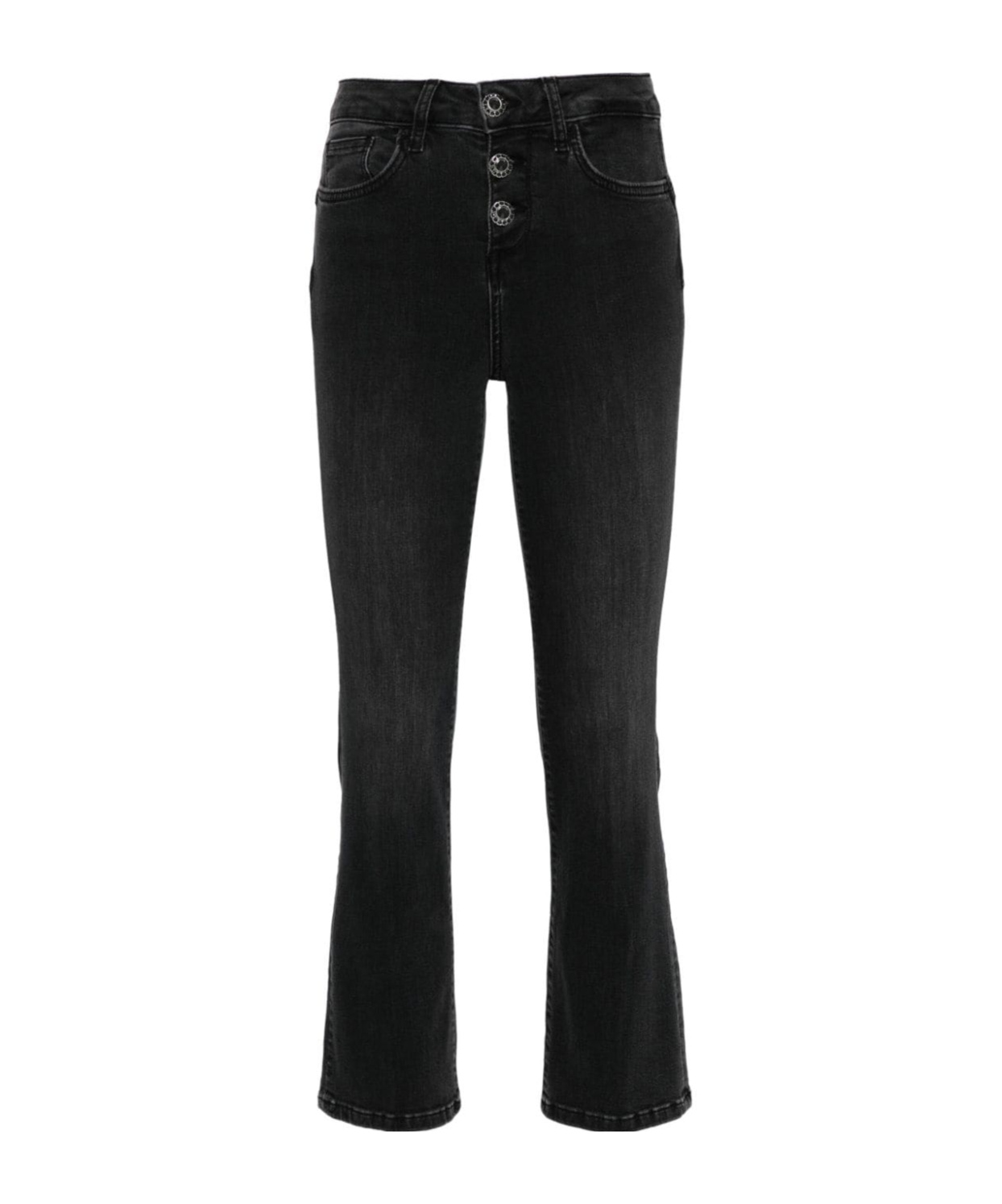 Liu •jo Cropped Bootcut Jeans In Black