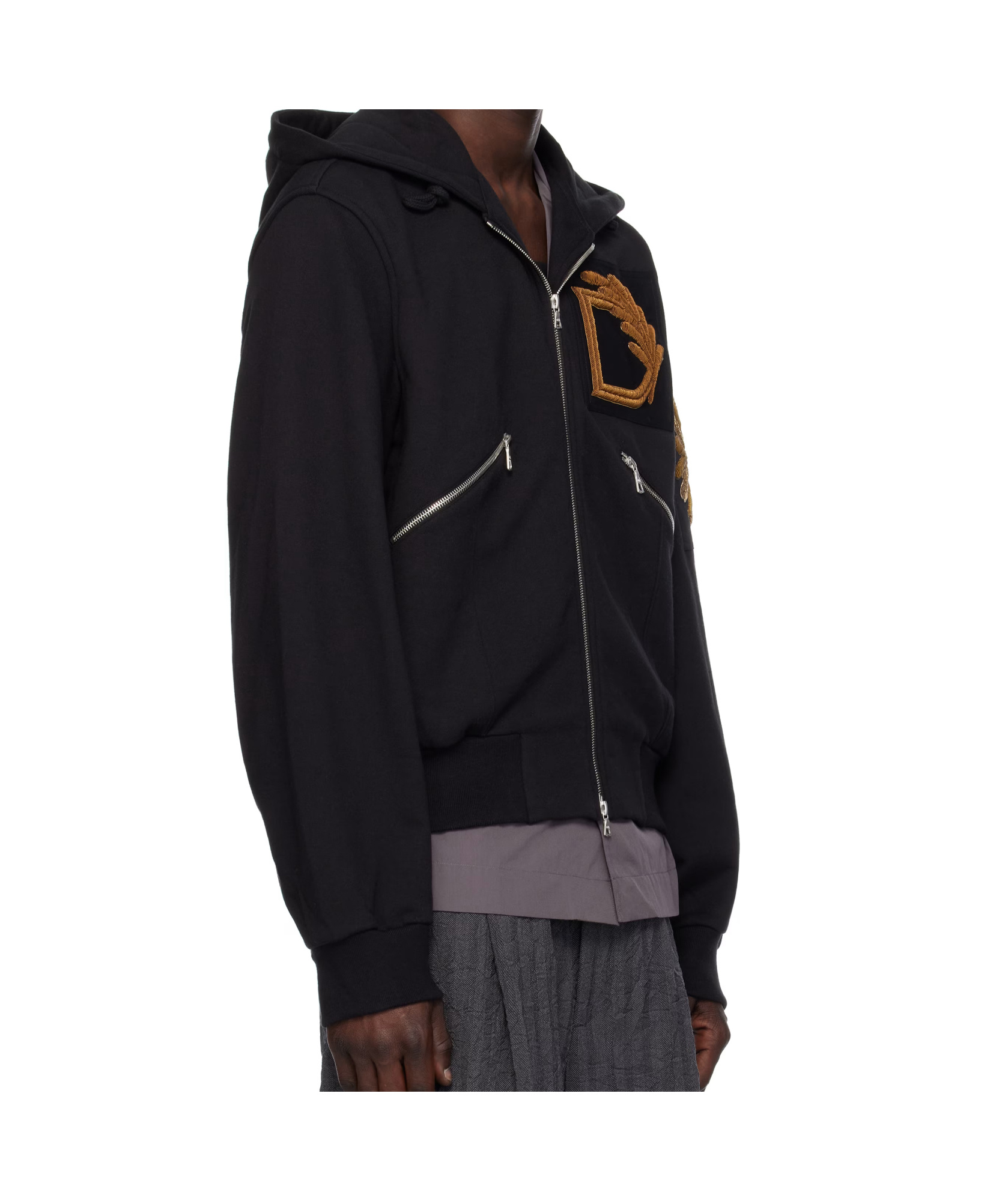 Dries Van Noten Oversized Logo-embroidered Hoodie In Black