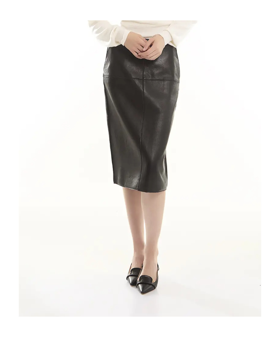 P.a.r.o.s.h Leather Midi Skirt In Black