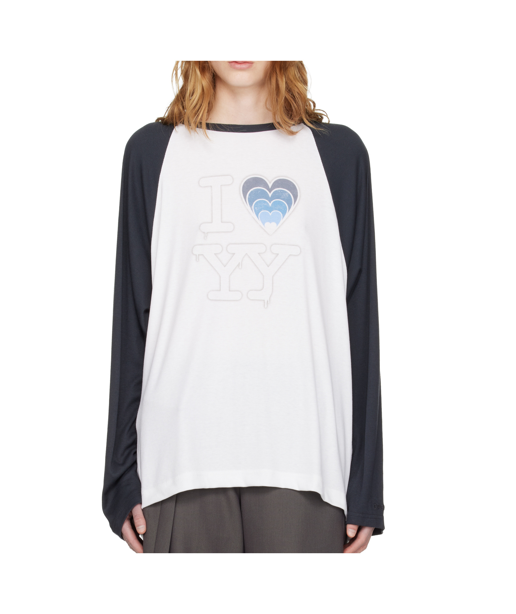 Open Yy Long-sleeved Crew Neck T-shirt In White