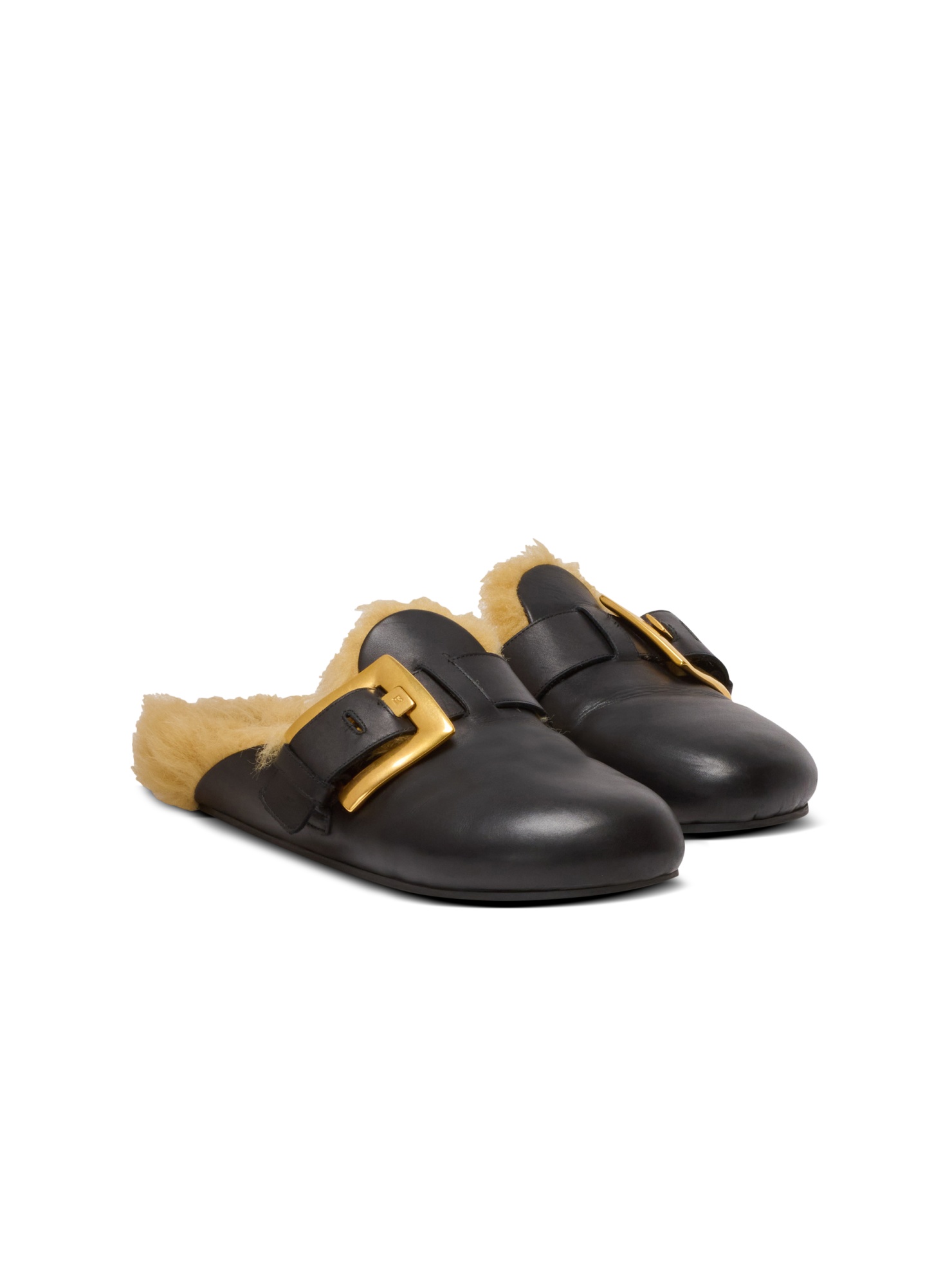 Balmain Anthem Leather And Faux Fur Clogs In Black