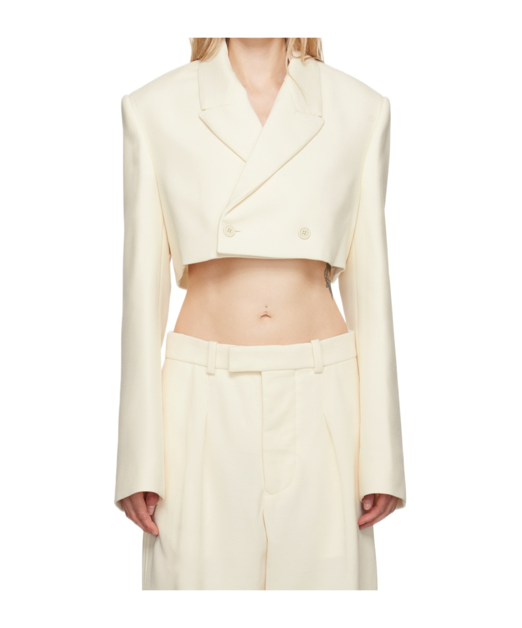 Shop Wardrobe.nyc Double-breasted Cropped Blazer