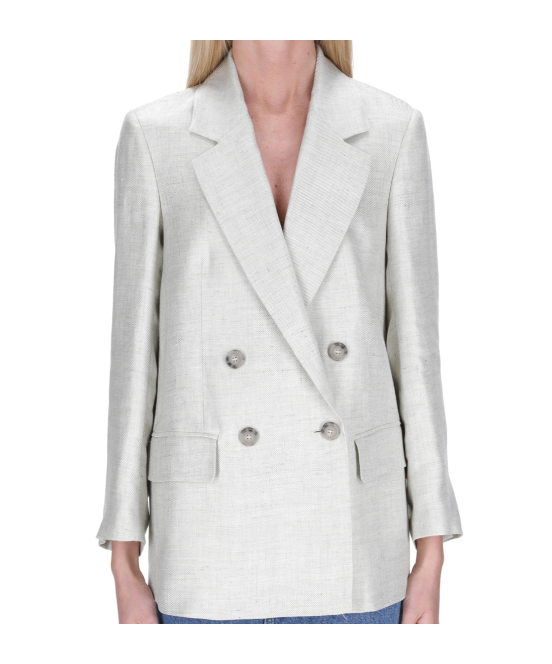 Peserico Lapel Long-sleeved Suit Jacket In Gray