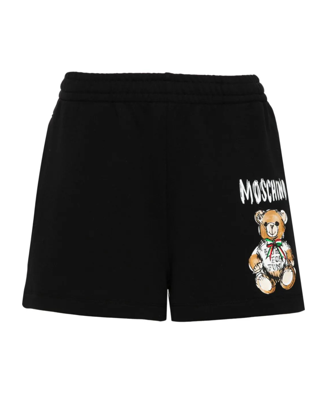 Moschino Teddy Motif Embroidered Track Shorts In Black
