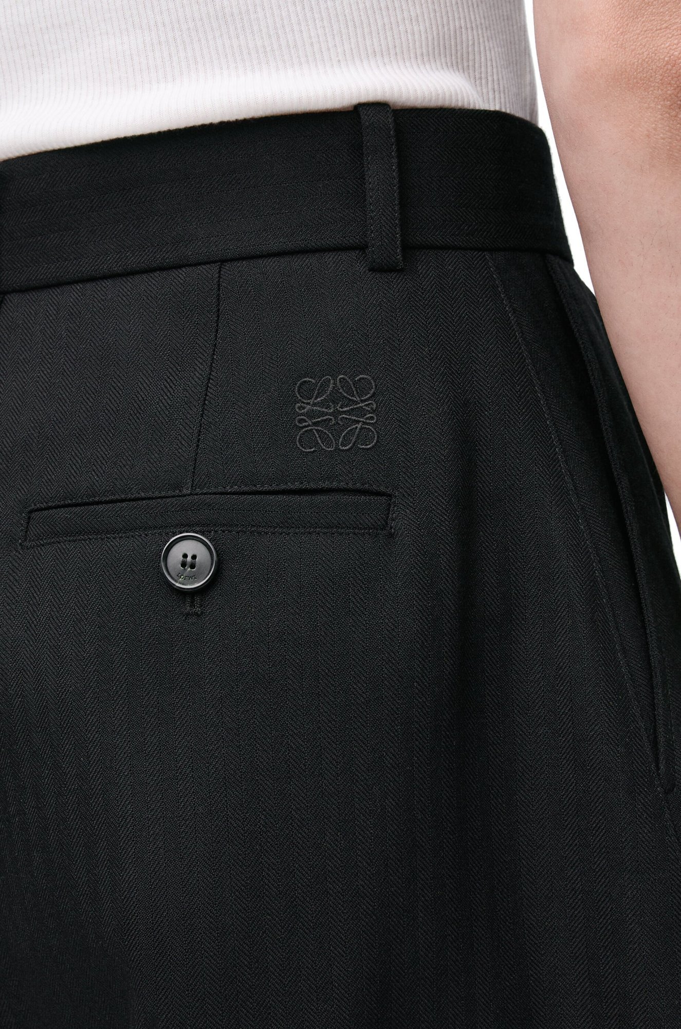Shop Loewe Barrel Trousers In Wool In Black
