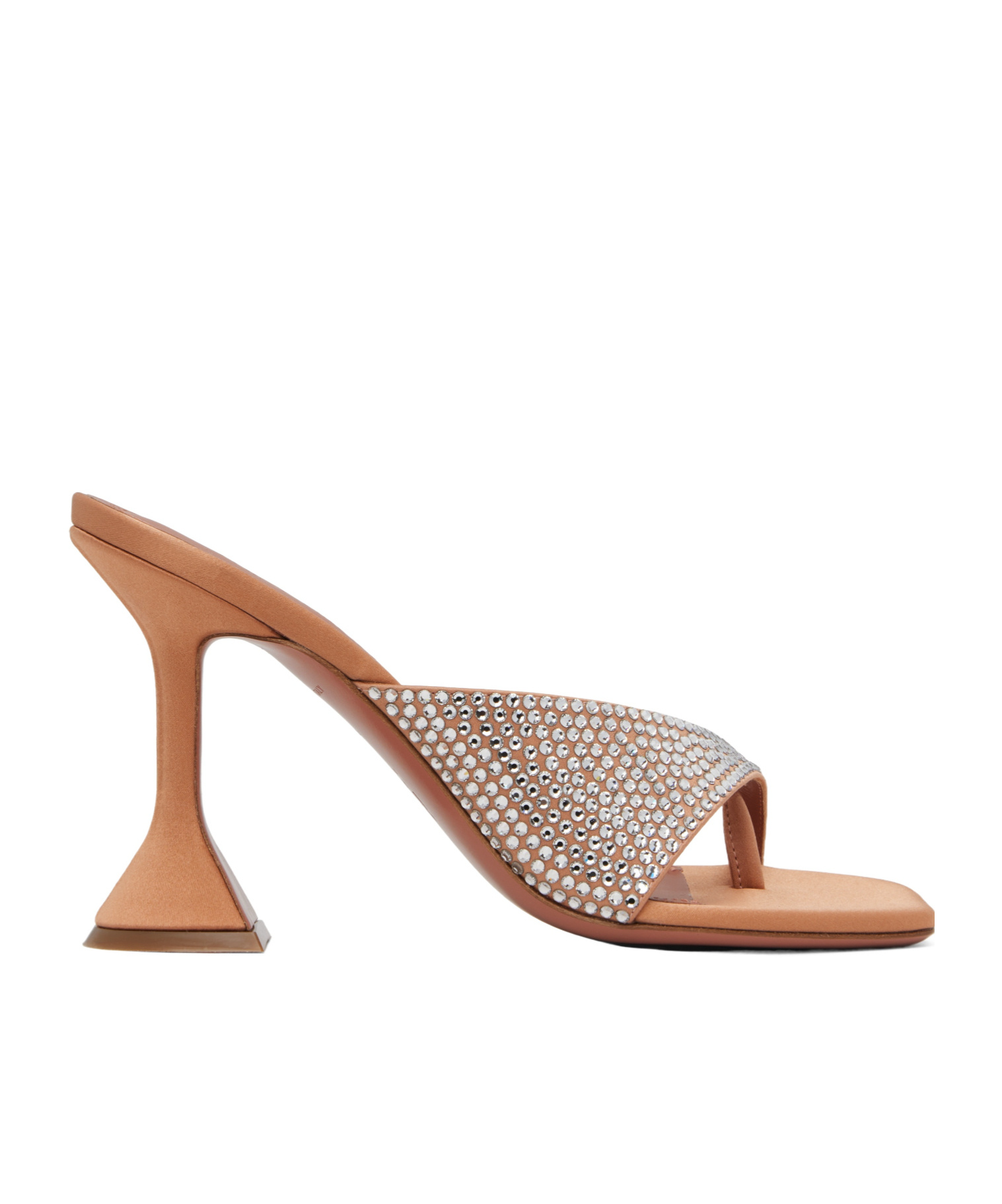 Amina Muaddi Shiona 95 Beige Satin Crystal Mules In Multi