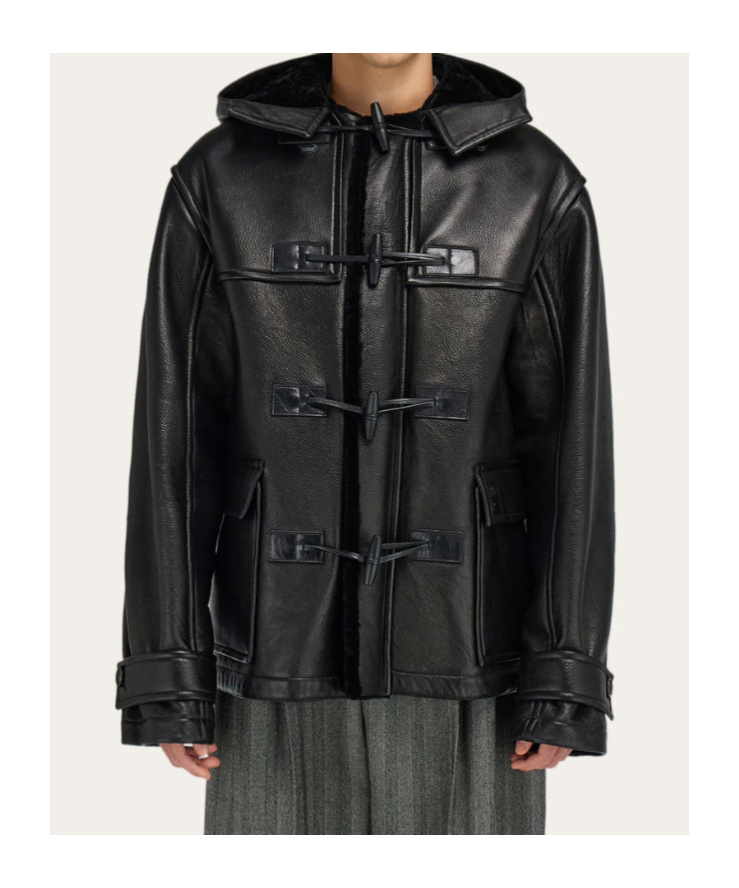 Ferragamo Hooded Toggle-fastening Leather Jacket In Multi