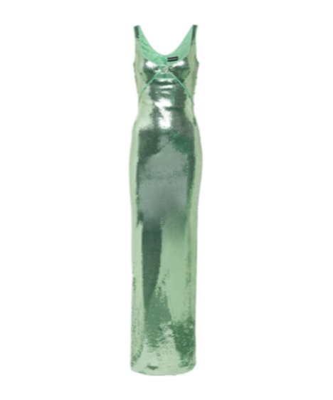David Koma Sequined Gown In Green