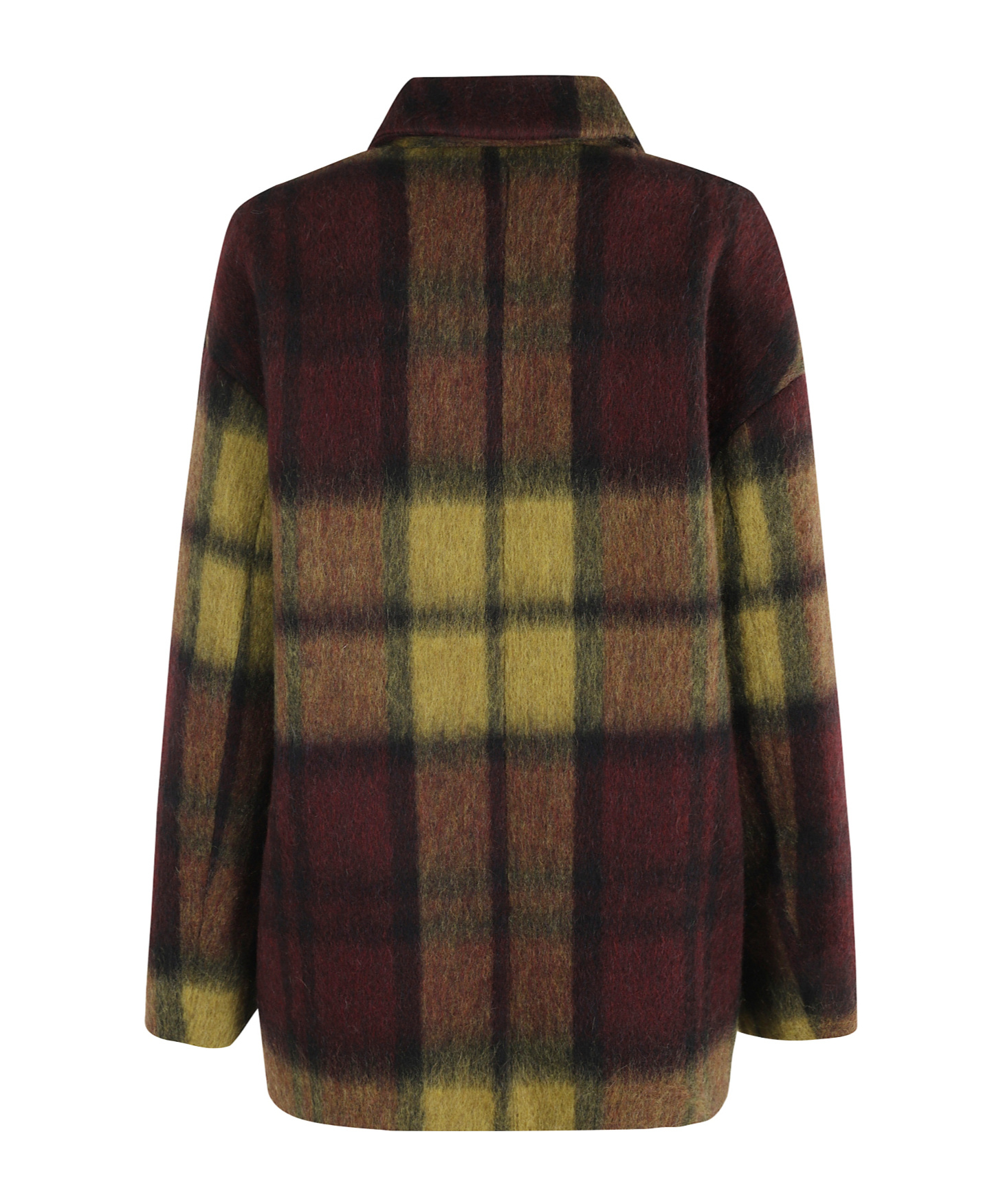 Roberto Collina Loose-fit Bordeaux Wool Jacket With Check Pattern In Black