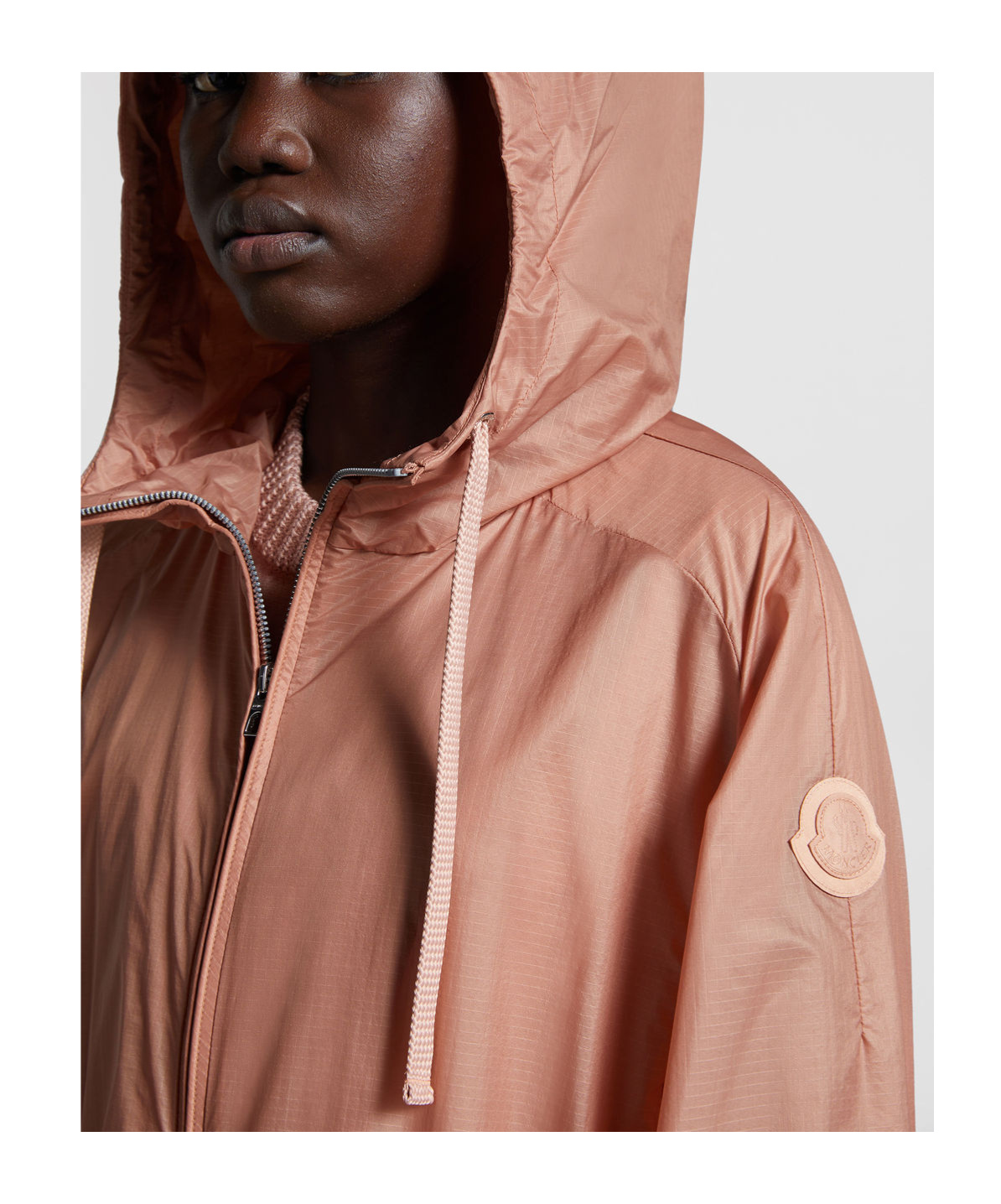Moncler Airelle Hooded Ripstop Coat In Brown